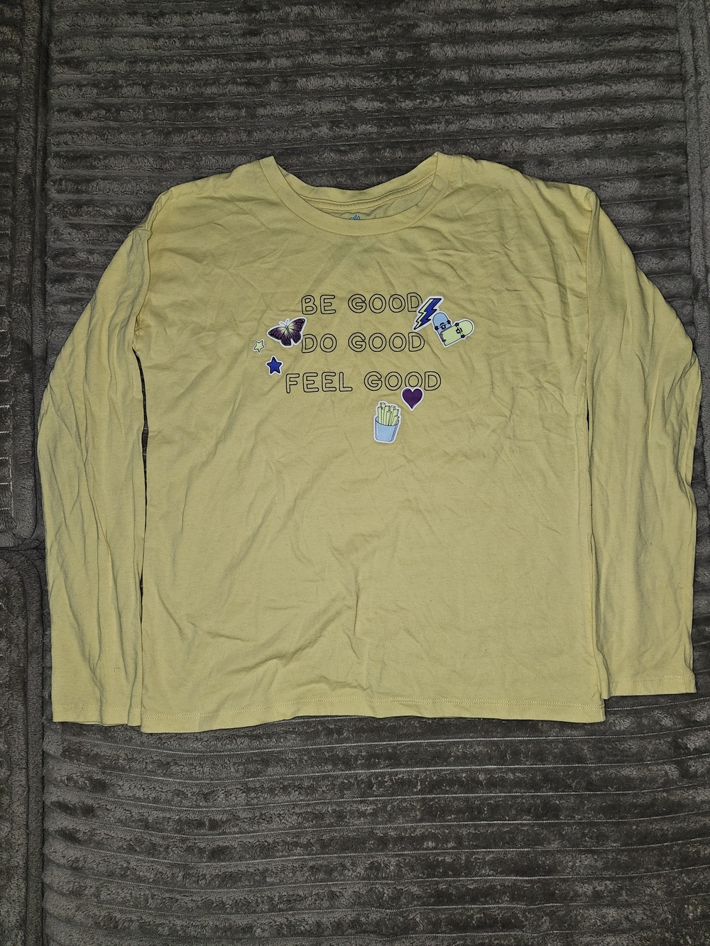 Yellow Long Sleeve Graphic Tee - "Be Good Do Good Feel Good" - KD21